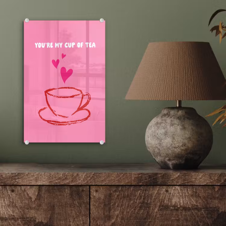 Glas schilderij - Thee - Roze - Valentijn - Tekst — 4