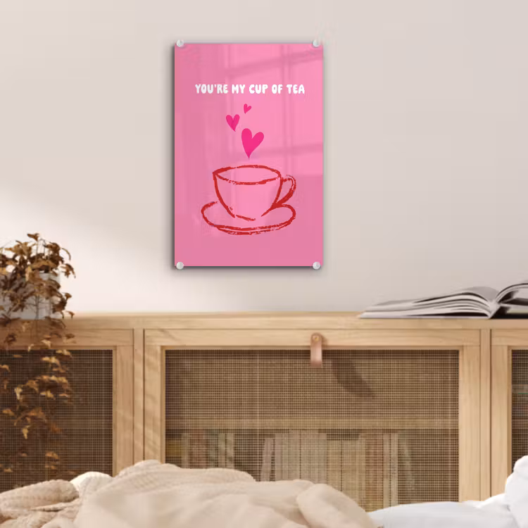 Glas schilderij - Thee - Roze - Valentijn - Tekst — 5