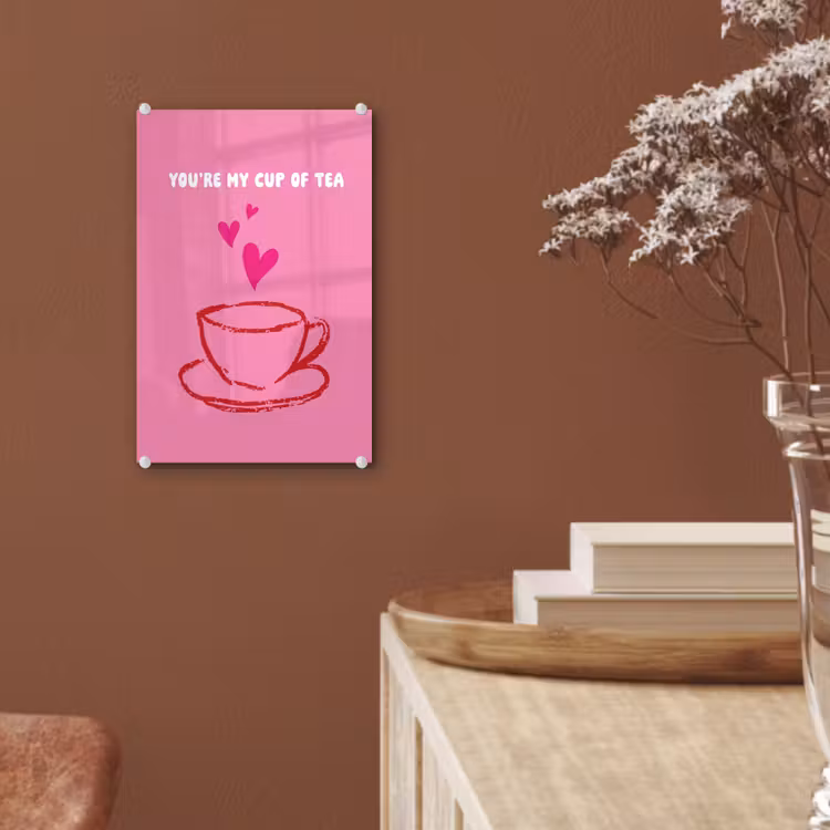 Glas schilderij - Thee - Roze - Valentijn - Tekst — 6