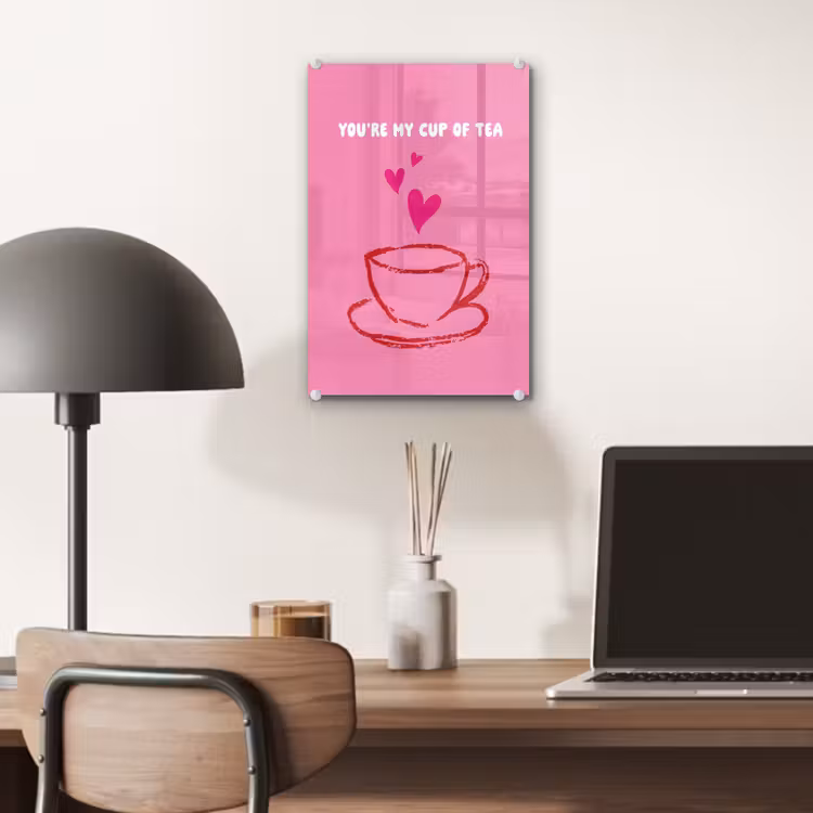 Glas schilderij - Thee - Roze - Valentijn - Tekst — 7