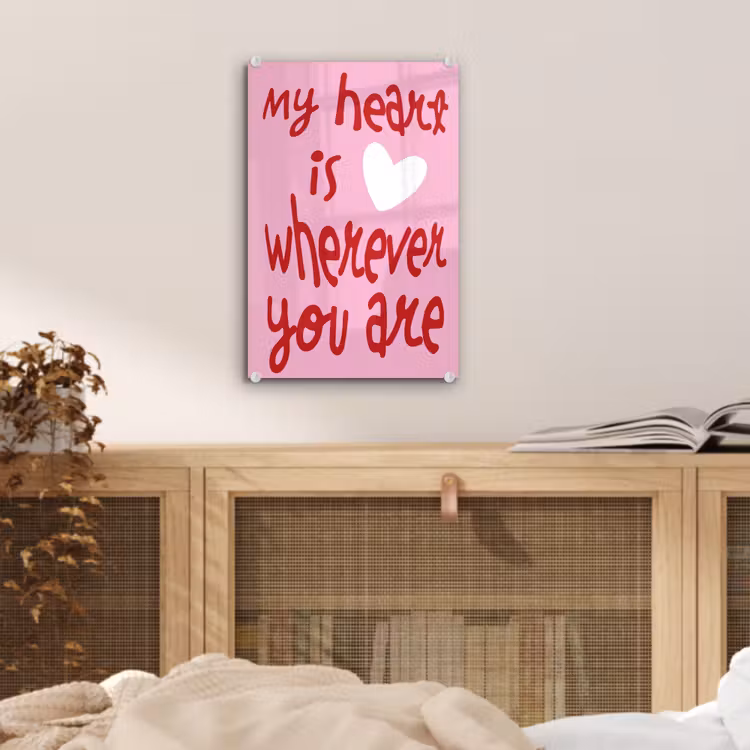 Glas schilderij - Valentijn - Hart - Liefde - Roze — 5