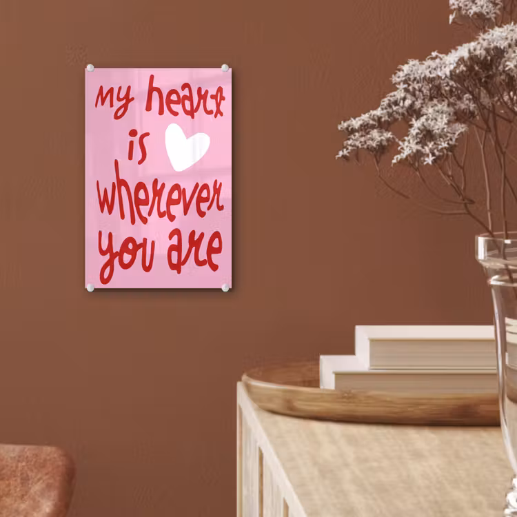 Glas schilderij - Valentijn - Hart - Liefde - Roze — 6