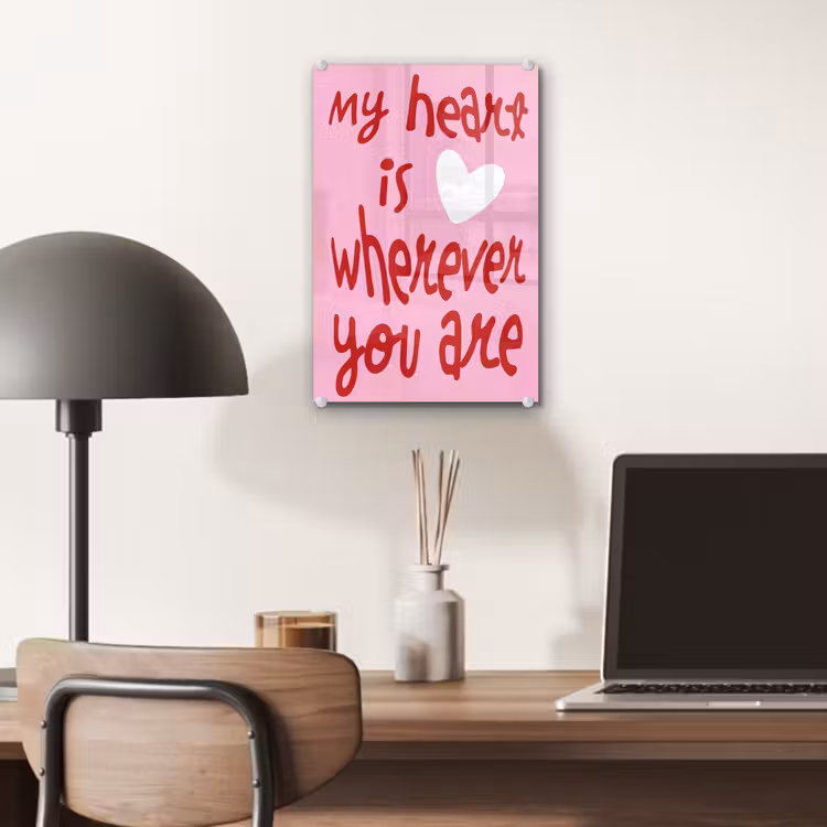 Glas schilderij - Valentijn - Hart - Liefde - Roze — 7