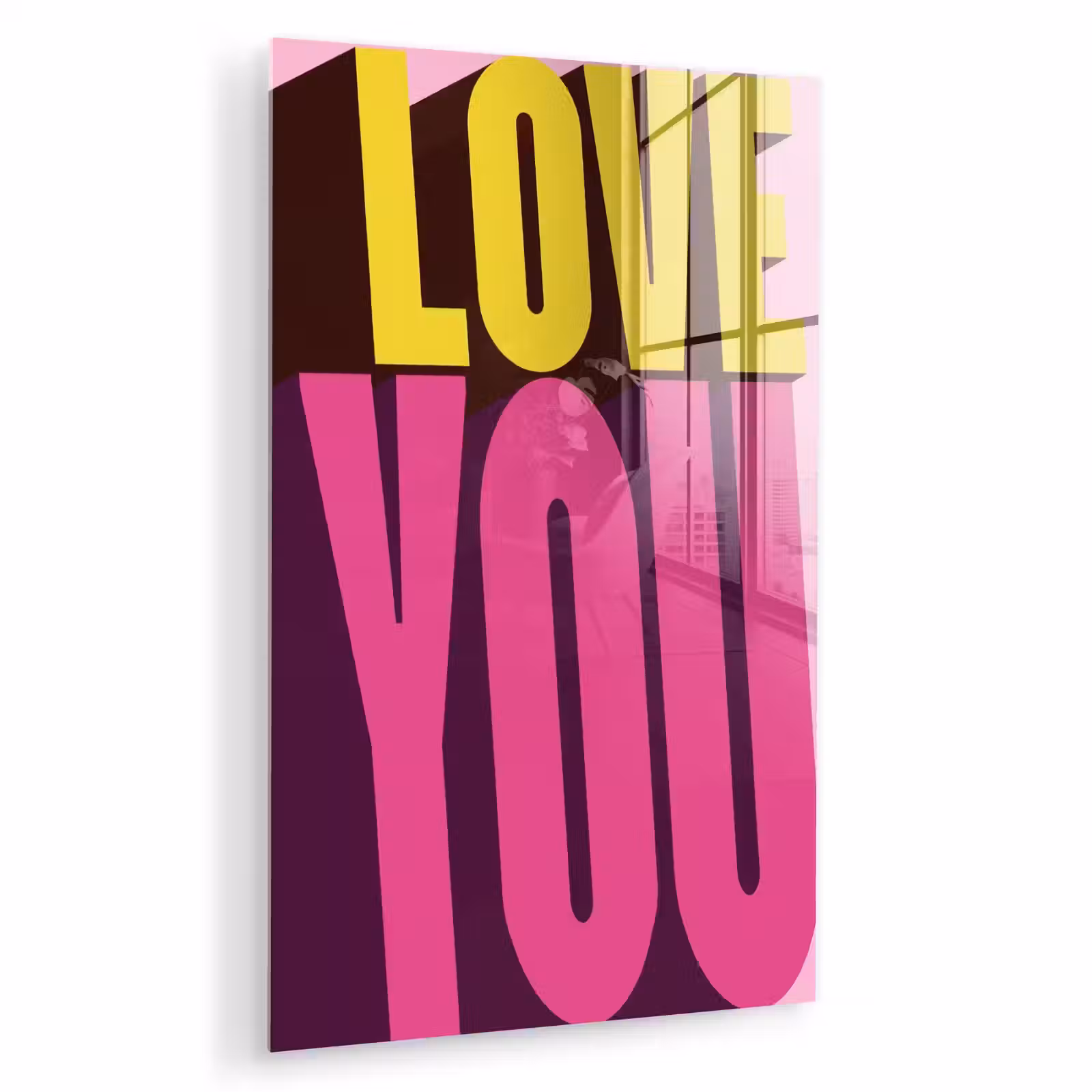Glas schilderij - Love - Tekst - Roze - Valentijn — 1