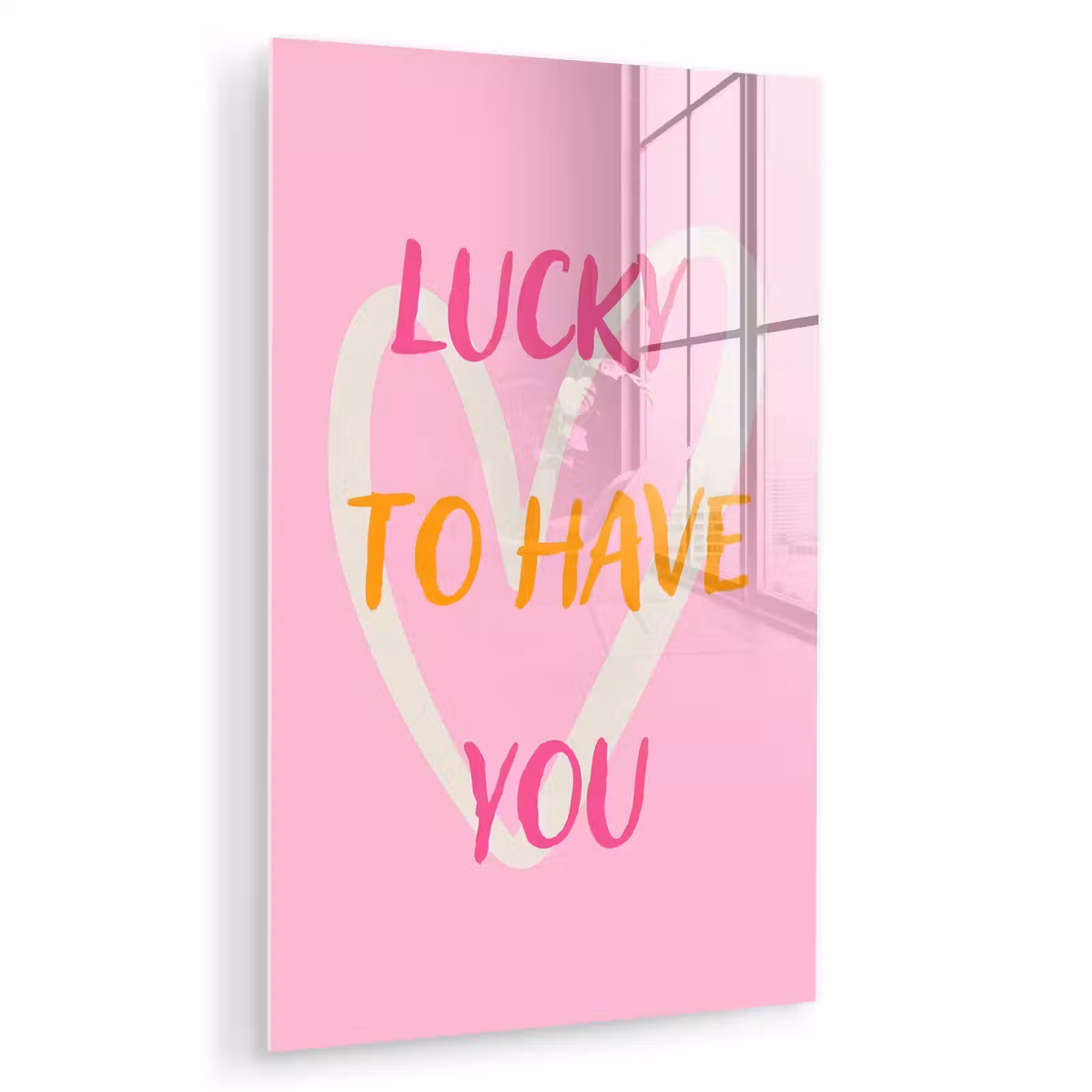 Glas schilderij - Lucky - Love - Valentijn - Roze — 1