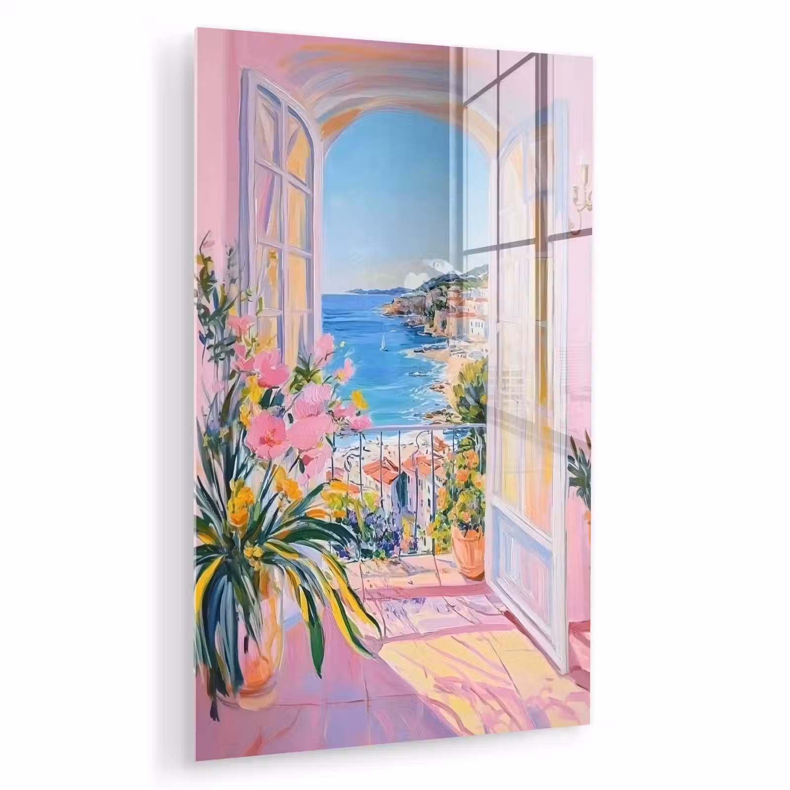 Glas schilderij - Roze - Buiten - Verf — 1