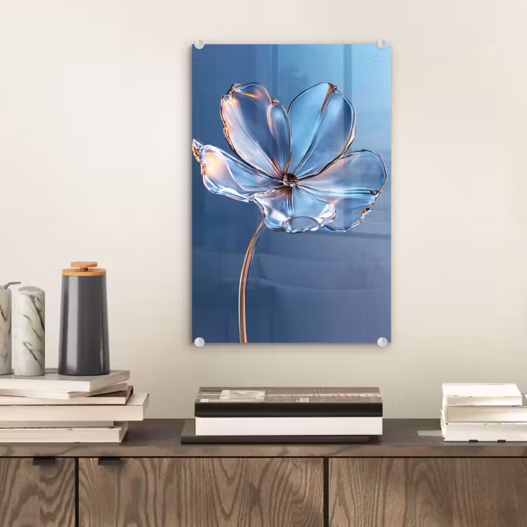 Glas schilderij - Blauw - Bloem - Glazen - Sierlijk — 2