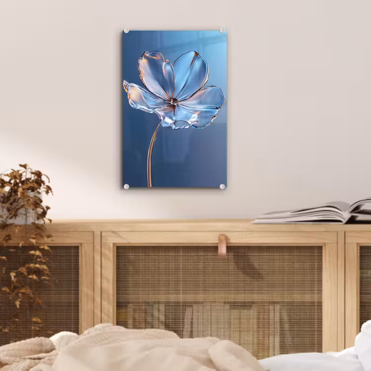 Glas schilderij - Blauw - Bloem - Glazen - Sierlijk — 5