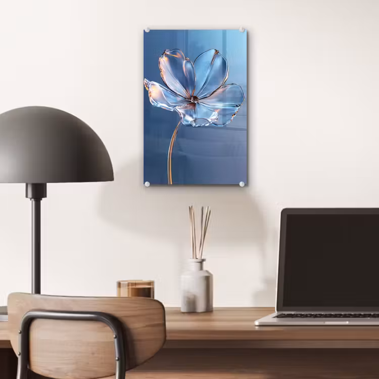 Glas schilderij - Blauw - Bloem - Glazen - Sierlijk — 7