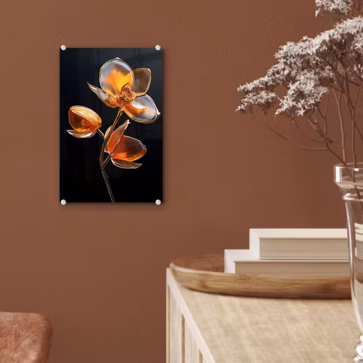 Glas schilderij - Bloem - Orchidee - Oranje — 6