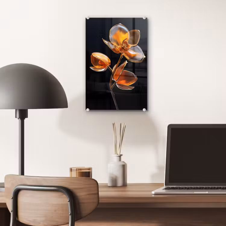 Glas schilderij - Bloem - Orchidee - Oranje — 7