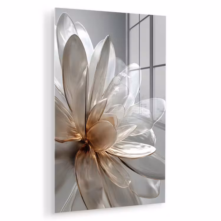 Glas schilderij - Bloem - Wit - Neutraal — 1