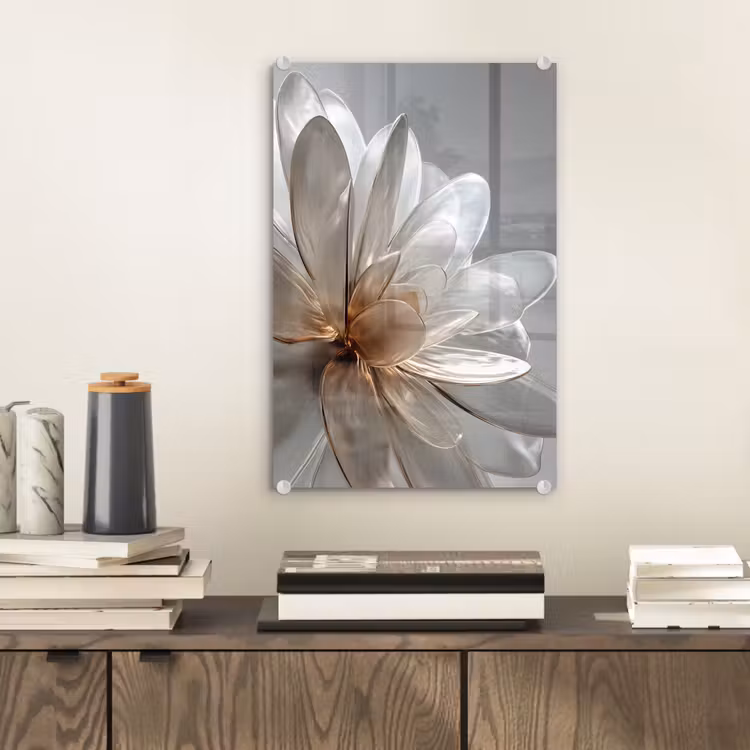 Glas schilderij - Bloem - Wit - Neutraal — 2