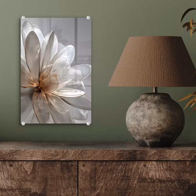 Glas schilderij - Bloem - Wit - Neutraal — 4