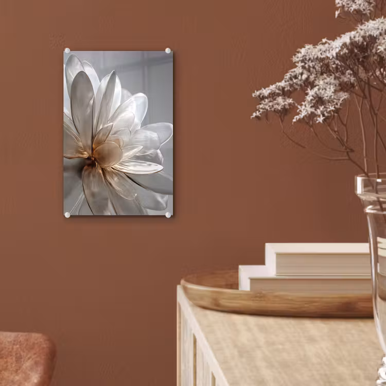 Glas schilderij - Bloem - Wit - Neutraal — 6