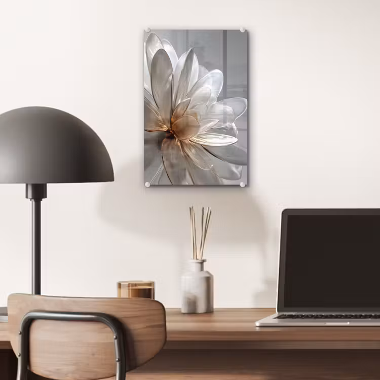 Glas schilderij - Bloem - Wit - Neutraal — 7