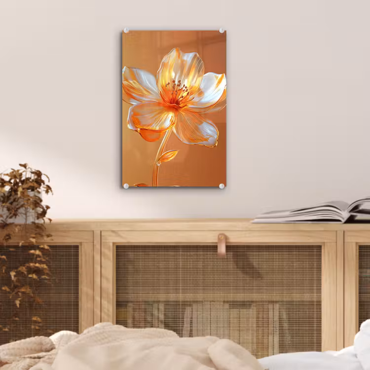 Glas schilderij - Glazen - Bloem - Oranje — 5
