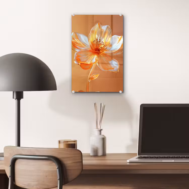 Glas schilderij - Glazen - Bloem - Oranje — 7