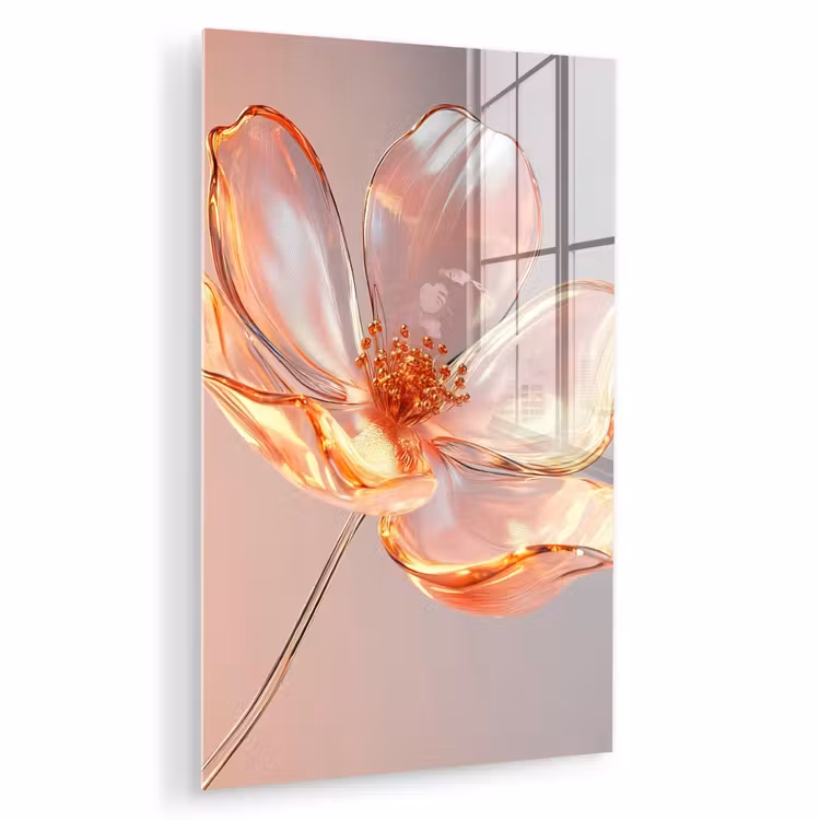 Glas schilderij - Glazen - Bloem - Roze — 1