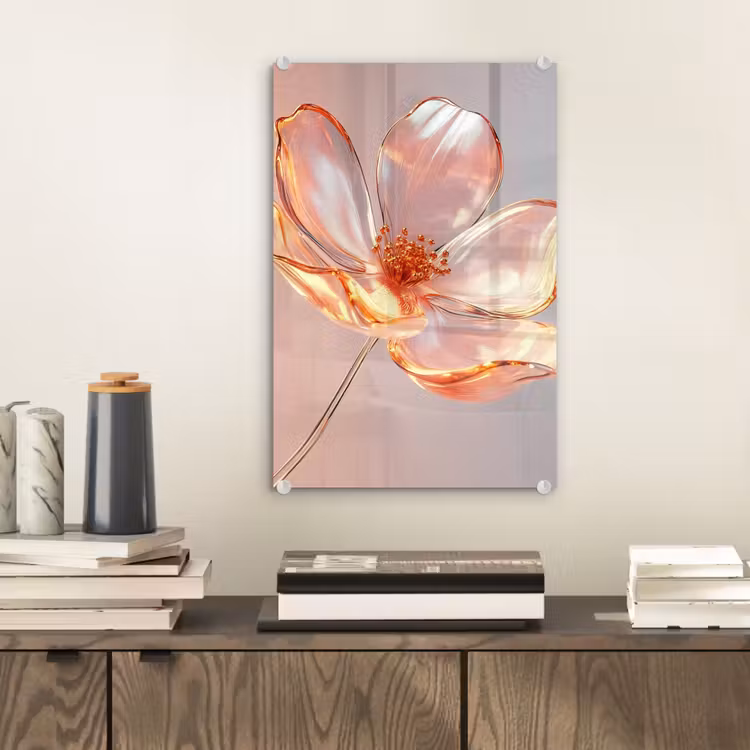 Glas schilderij - Glazen - Bloem - Roze — 2