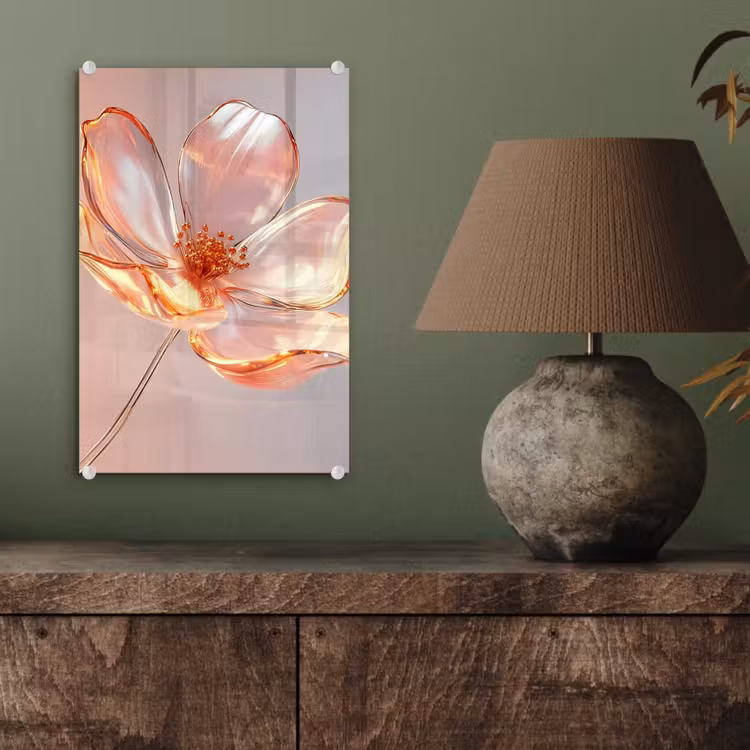 Glas schilderij - Glazen - Bloem - Roze — 4