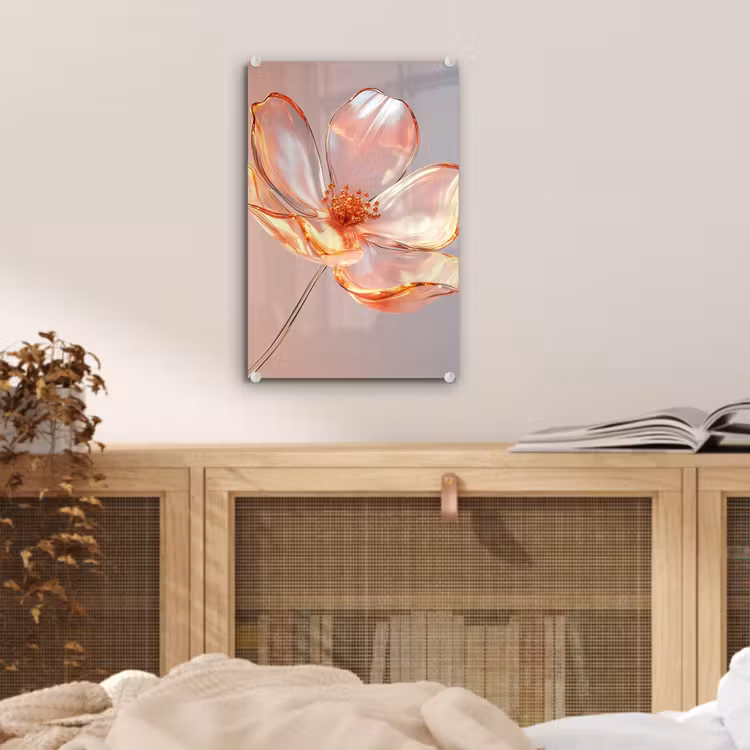 Glas schilderij - Glazen - Bloem - Roze — 5