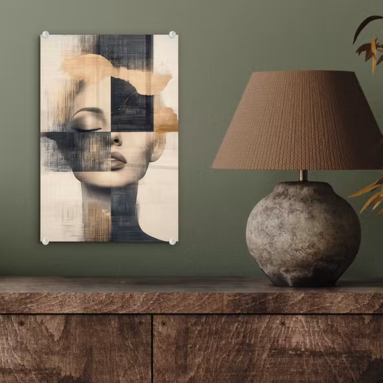 Glas schilderij - Goud - Vrouw - Rechthoeken — 4