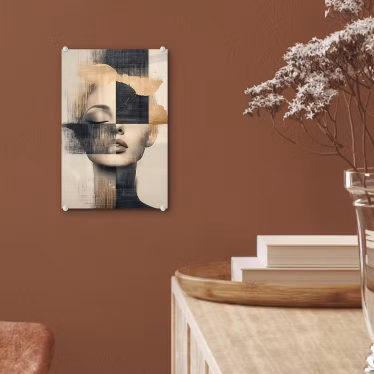 Glas schilderij - Goud - Vrouw - Rechthoeken — 6