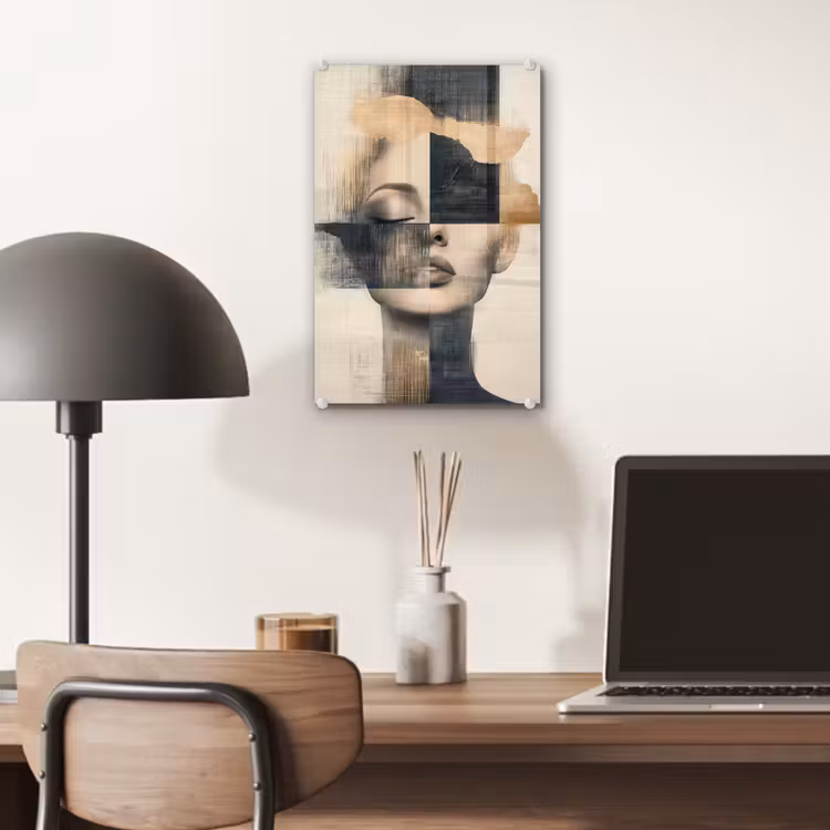 Glas schilderij - Goud - Vrouw - Rechthoeken — 7