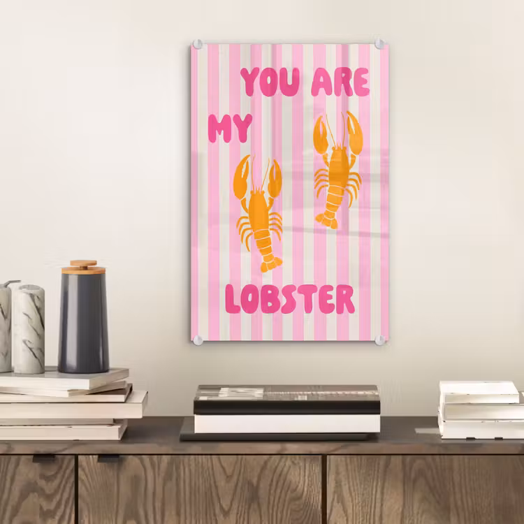 Glas schilderij - Lobster - Love - Valentijn — 2