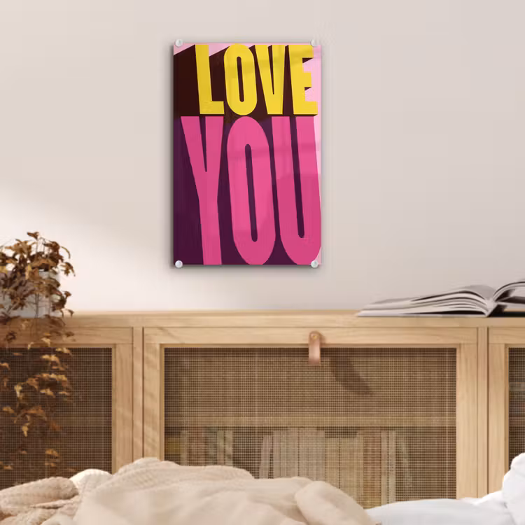 Glas schilderij - Love - Tekst - Roze - Valentijn — 5