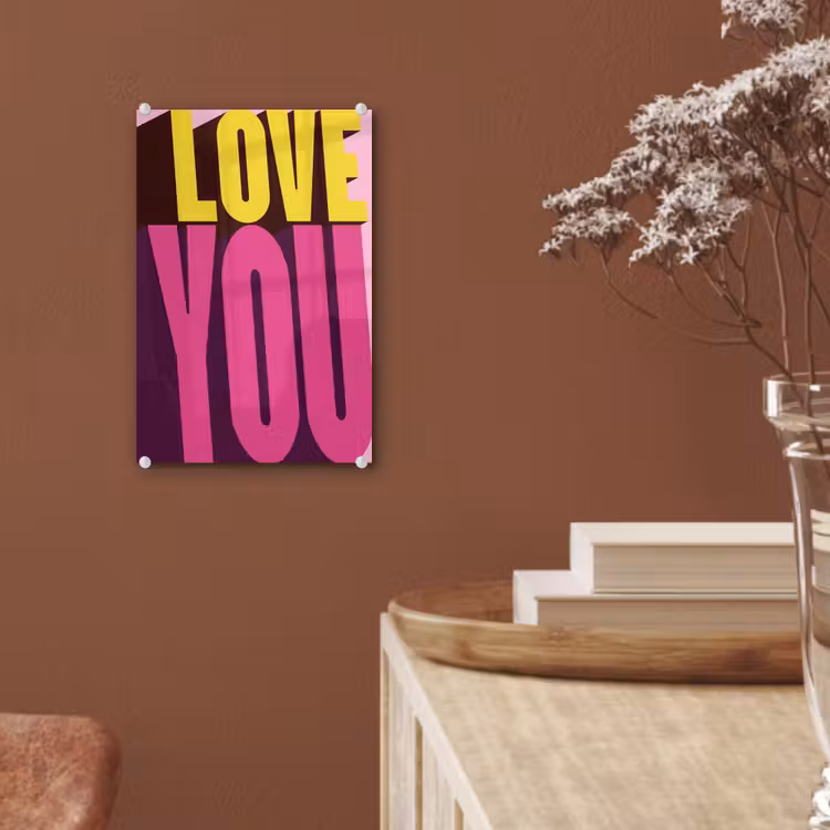 Glas schilderij - Love - Tekst - Roze - Valentijn — 6