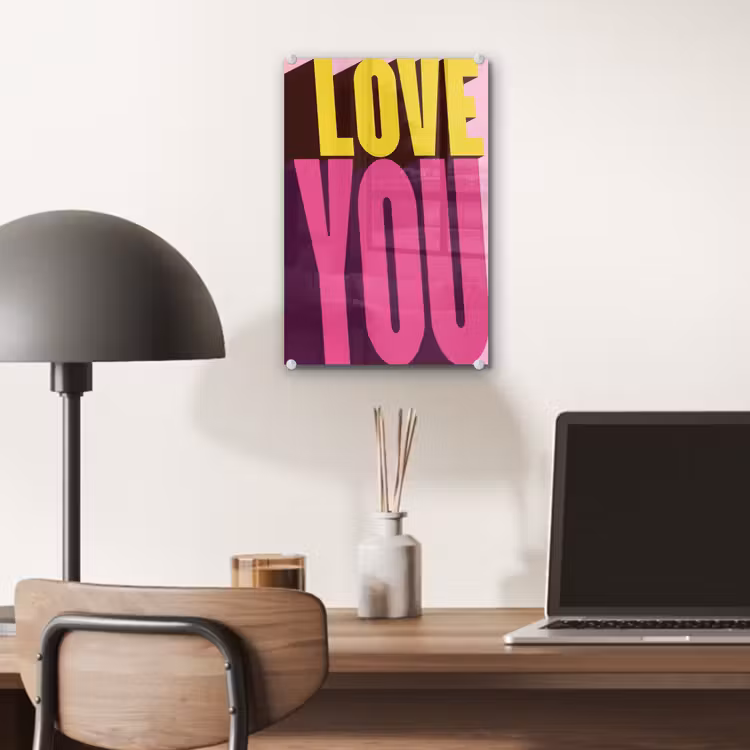 Glas schilderij - Love - Tekst - Roze - Valentijn — 7