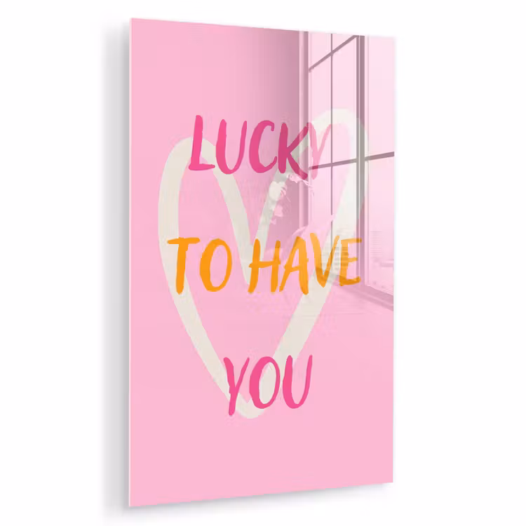 Glas schilderij - Lucky - Love - Valentijn - Roze — 1