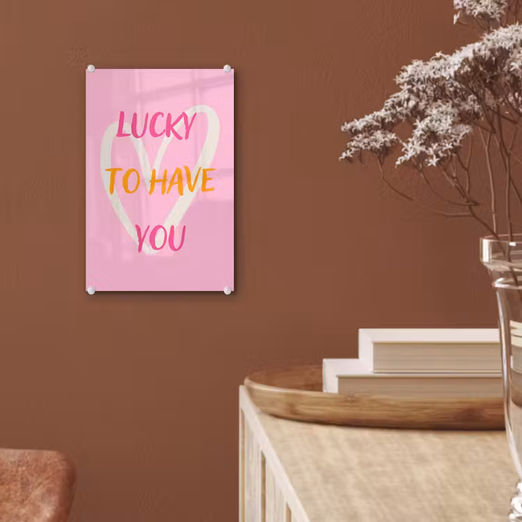 Glas schilderij - Lucky - Love - Valentijn - Roze — 6
