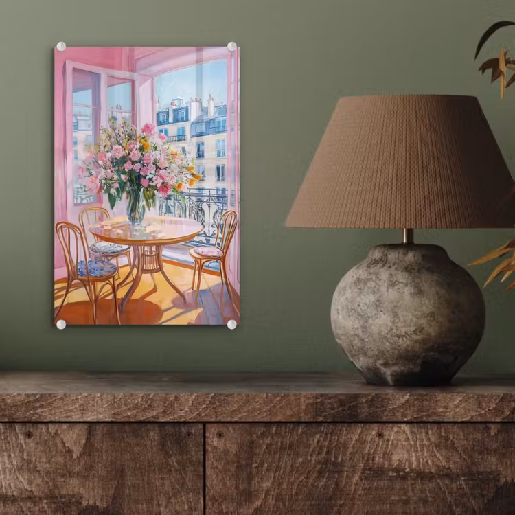Glas schilderij - Pink - City - Bloemen — 4