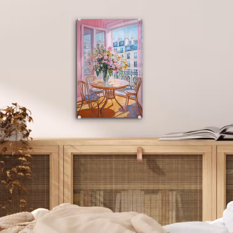Glas schilderij - Pink - City - Bloemen — 5
