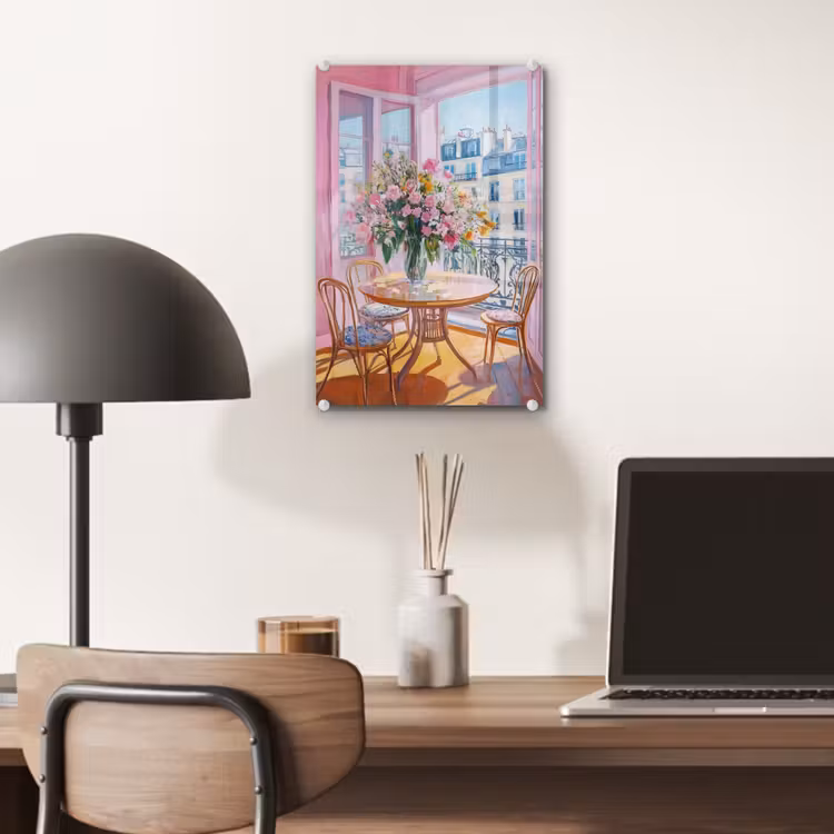Glas schilderij - Pink - City - Bloemen — 7