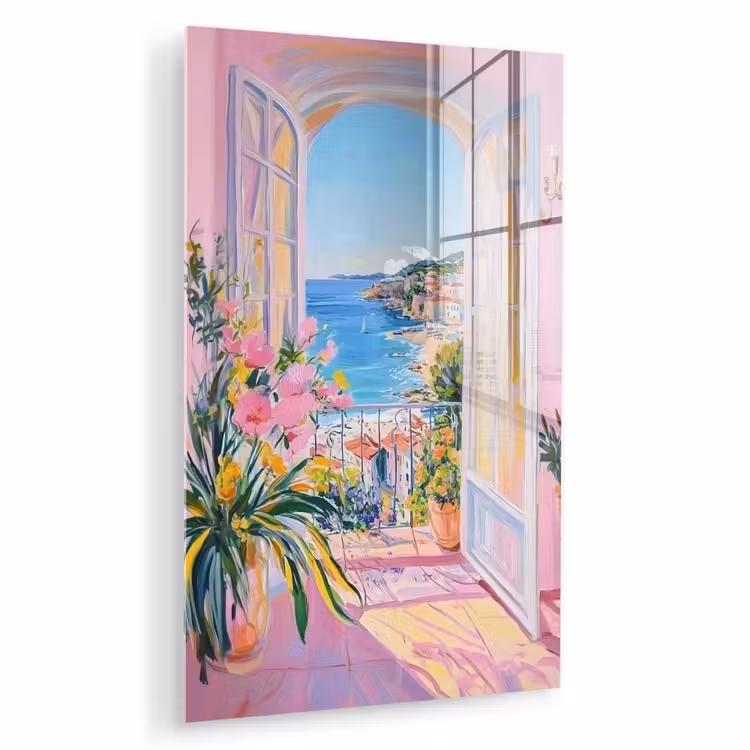 Glas schilderij - Roze - Buiten - Verf — 1