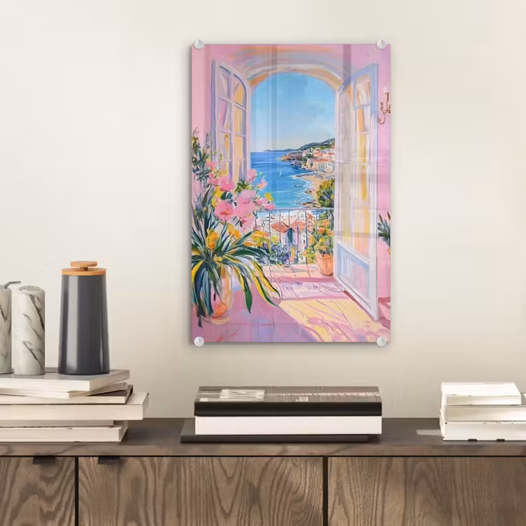 Glas schilderij - Roze - Buiten - Verf — 2