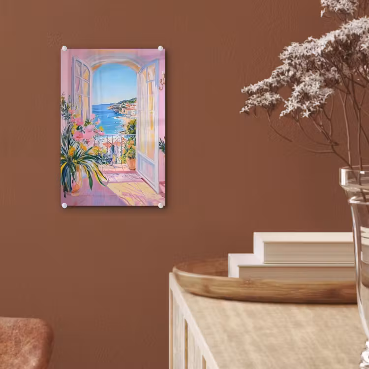 Glas schilderij - Roze - Buiten - Verf — 6