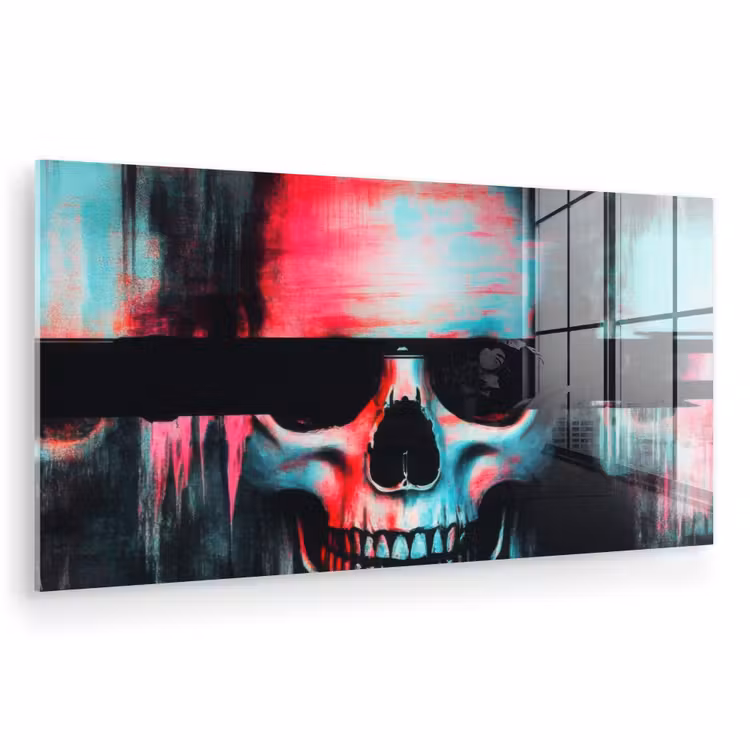 Glas schilderij - Schedels - Glitch - Cyberpunk — 1