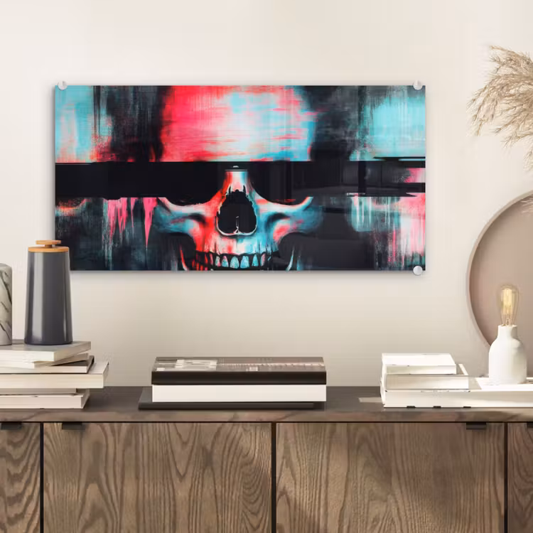 Glas schilderij - Schedels - Glitch - Cyberpunk — 2