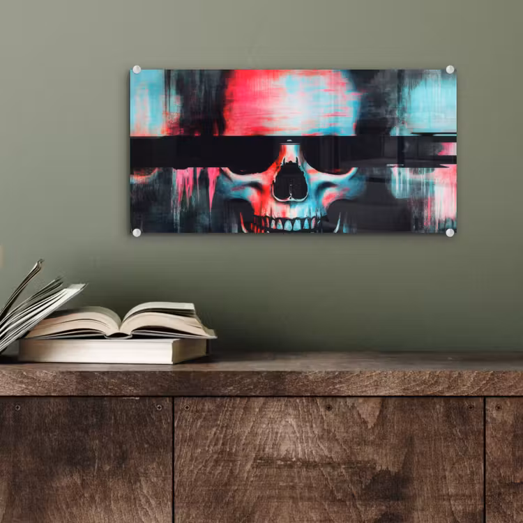 Glas schilderij - Schedels - Glitch - Cyberpunk — 4
