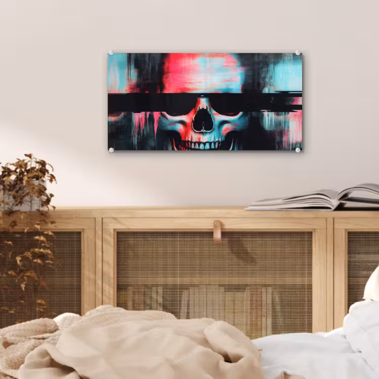 Glas schilderij - Schedels - Glitch - Cyberpunk — 5