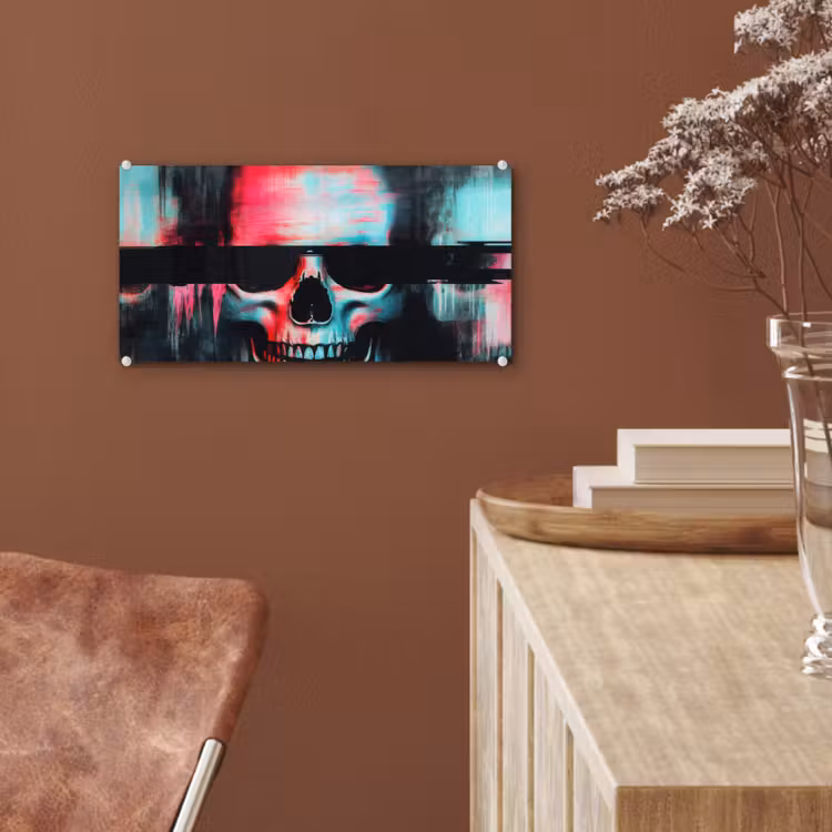 Glas schilderij - Schedels - Glitch - Cyberpunk — 6
