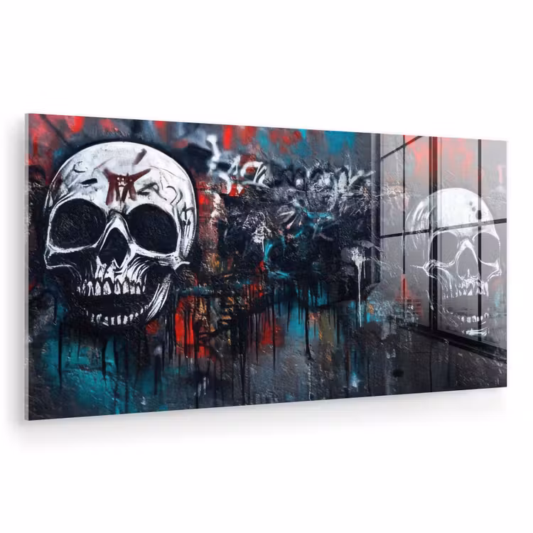Glas schilderij - Schedels - Graffiti - Abstract — 1