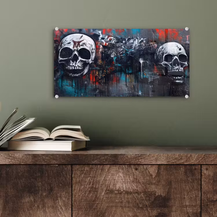 Glas schilderij - Schedels - Graffiti - Abstract — 4