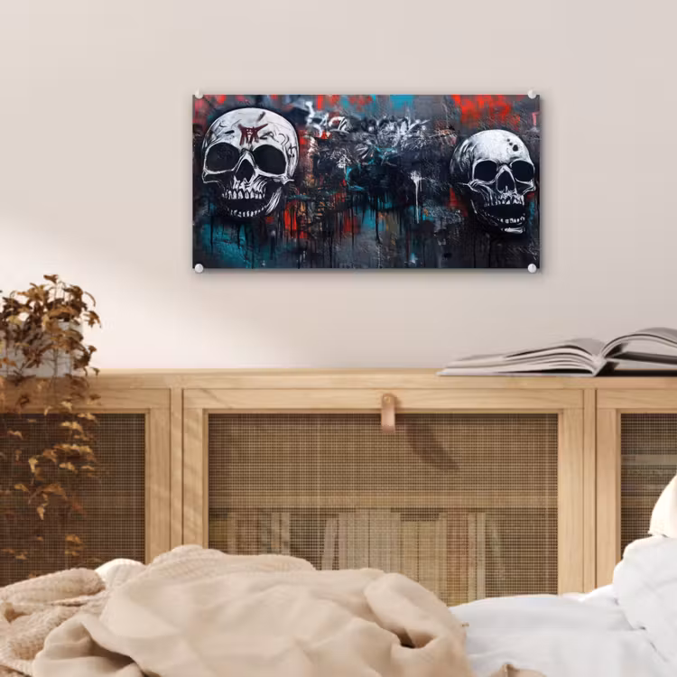 Glas schilderij - Schedels - Graffiti - Abstract — 5