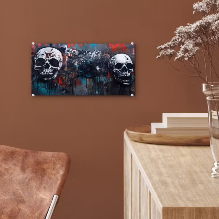 Glas schilderij - Schedels - Graffiti - Abstract — 6